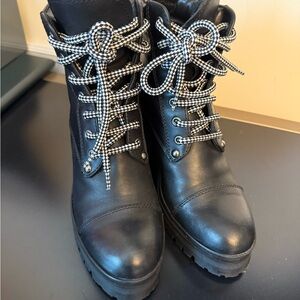 Black Lace-Up Women's Boots